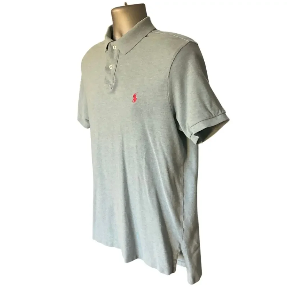 Polo by Ralph Lauren Light Gray Polo with Pink Pony Logo